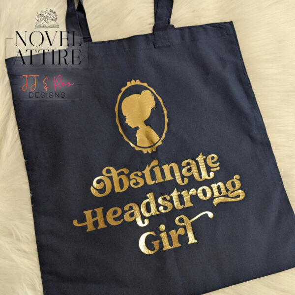 Obstinate Headstrong Girl Vintage Silhouette Tote | Jane Austen